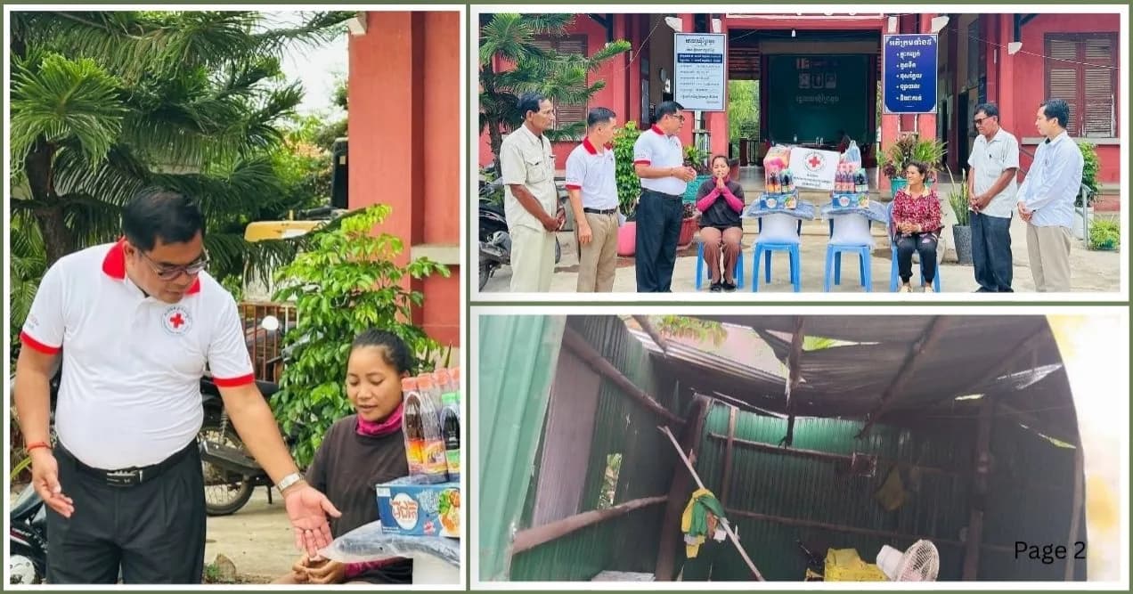 អនុសាខាកាកបាទក្រហមកម្ពុជាស្រុកមោងឫស្សី នាំយកអំណោយមនុស្សធម៌ប្រគល់ជូនគ្រួសាររងគ្រោះដោយខ្យល់កន្ត្រាក់ ២ គ្រួសារ នៅឃុំព្រៃតូច