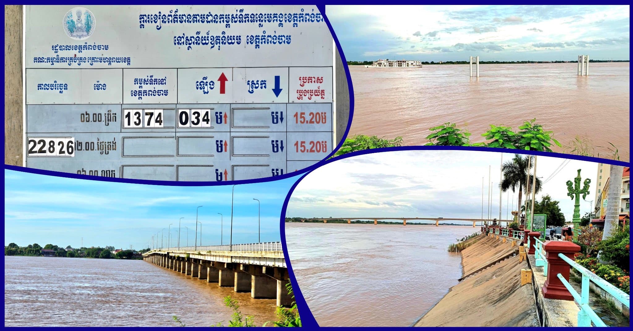 មន្ទីរធនធានទឹក និងឧតុនិយមខេត្តកំពង់ចាម៖ ទឹកជំនន់ទន្លេមេគង្គ បានហូរចូលព្រែកចំនួន ៣៧ ក្នុងចំណោម ៤១ព្រែក