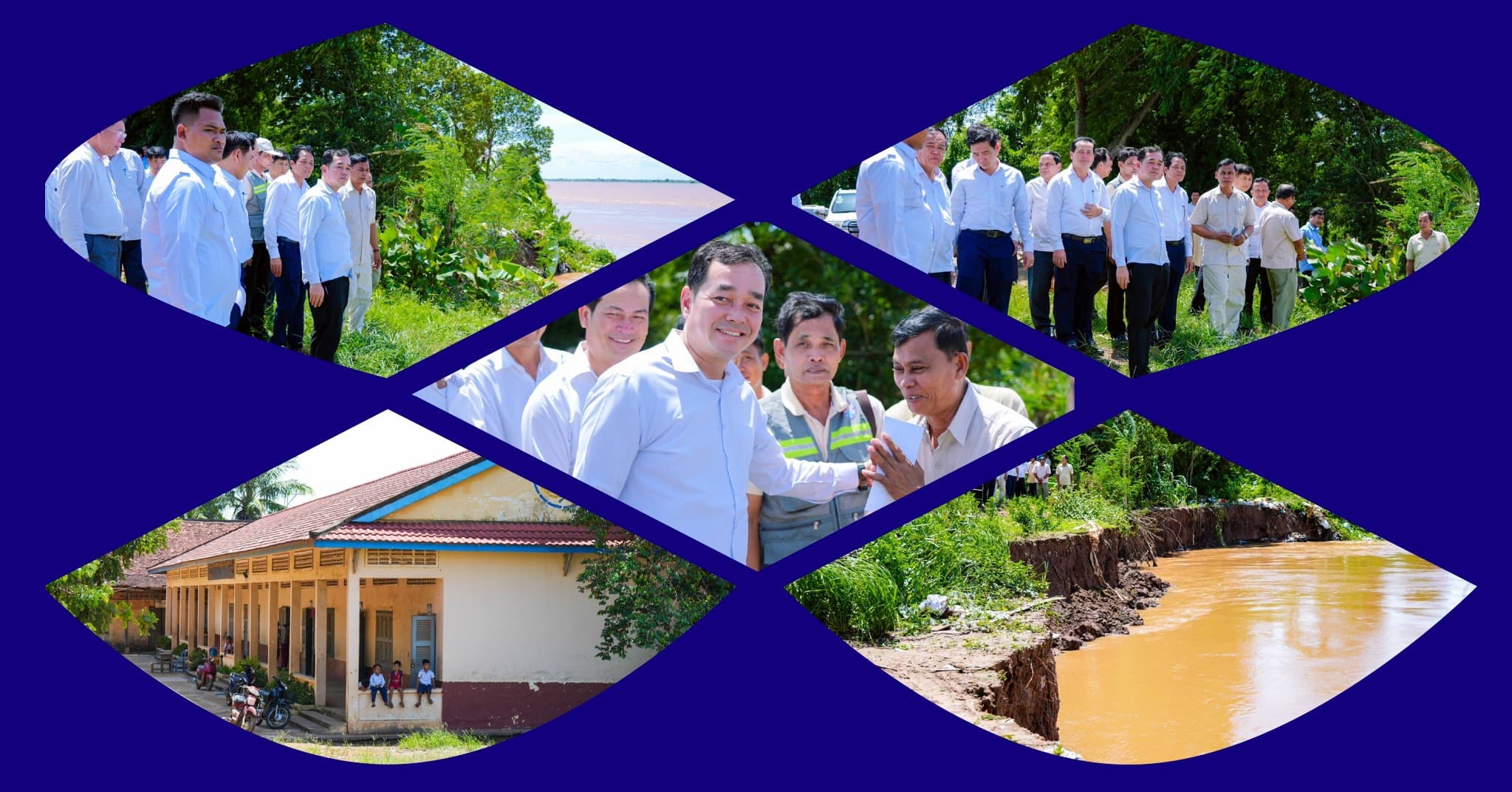 អភិបាលខេត្តកំពង់ចាម អញ្ជើញចុះពិនិត្យស្ថានភាពបាក់ស្រុតច្រាំងទន្លេ នៅឃុំព្រះអណ្តូង ស្រុកស្ទឹងត្រង់